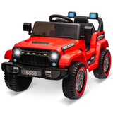 Garvee 12V Kinder Elektroauto Geländewagen, mit 2,4-GHz-Fernbedienung, Bluetooth-Musikfunktion, Hupe und LED-Scheinwerfern, für Kinder von 3 bis 8 Jahren - Rot