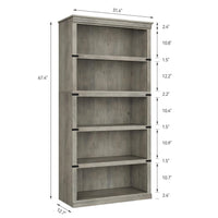 GARVEE Standregal, 5 Ebenen, 80 × 32 × 171 cm, MDF & Metall, Landhausstil, Grau – für Wohnzimmer & Schlafzimmer