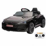 Garvee Audi RS e-tron GT Kinder Elektroauto 12 V 4,5 Ah mit 2,4-GHz-Fernbedienung, Sanftanlauf, Sicherheitsgurt, LED, USB/AUX, Schwarz - Schwarz