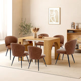 Garvee Esszimmerstühle 6er-Set, moderne Polsterstühle mit Kunstleder, gebogener Rückenlehne & Stahlbeinen, Braun, gepolstert