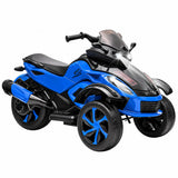 Garvee Kinder-Elektro-Dreirad 12V mit 2×45W Motoren, 3–7 km/h stufenlos, Federung, LED-Lichtern, Musik, USB, Vorwärts-/Rückwärtsfahrt, für Kinder 2,5–5 Jahre bis 30 kg, Blau - Blau