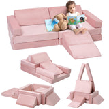 Garvee Modulares Kindersofa 12-teilig aus Schaumstoff, Spielsofa 120 × 60 × 28 cm, Rosa - Rosa