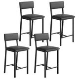 Garvee Barhocker 8er Set mit Rückenlehne, Barstühle 63 cm Sitzhöhe, gepolsterte Tresenhocker aus schwarzem Kunstleder mit Fußstütze und stabilem Metallgestell, bis 181 kg belastbar, für Kücheninsel und Hausbar - Schwarz
