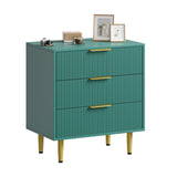 Garvee Kommode mit 3 Schubladen, modernes Rillendesign, Kippschutz, für Schlafzimmer und Wohnzimmer, grün - grün