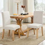 Garvee Esszimmerstühle 2er-Set, gepolstert mit Leinen, ergonomische Rückenlehne, Holzbeine, Weiß - Weiß