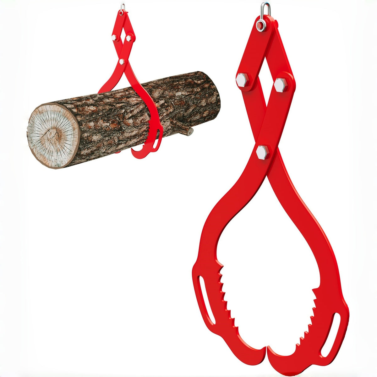 Garvee Forstzange 46 cm mit 2 Klauen, bis 363 kg Zuglast, 360° drehbare Aufhängung für Holzrücken, Rot
