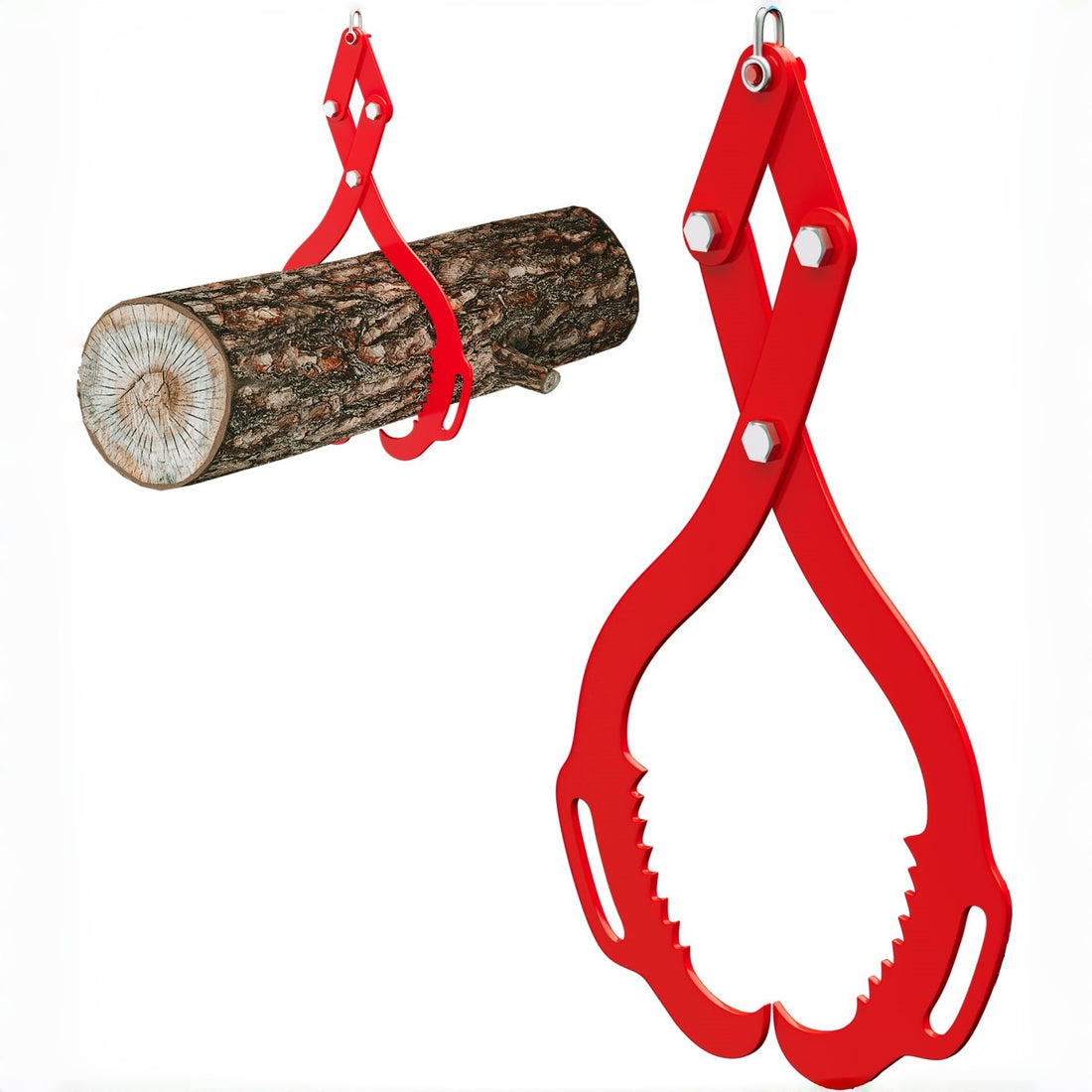 Garvee Forstzange 81 cm mit 2 Klauen, bis 735 kg Zuglast, 360° drehbare Aufhängung für Holzrücken, Rot