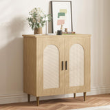 Garvee Sideboard, Rattanfronten, für Wohnzimmer und Esszimmer, Weiß - Weiß