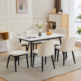 Garvee Esszimmerstühle 6er-Set, moderne Polsterstühle mit Stoff, ergonomischer Rückenlehne & Holzbeinen, Beige, gepolstert - Beige