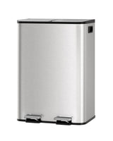 Garvee Pattumiera 2 × 15L Müllbehälter Edelstahl Doppeltes Fach Pedal Weiß für Küche und Bad, mit Stauraum - Weiß