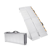 Garvee Rollstuhlrampe, 213cm, 4-fach klappbar, hohe Tragkraft für Fahrzeuge & Treppen Silber - Silber