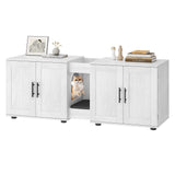 Garvee Katzentoilettenschrank mit 2 Kammern, 140 × 45 × 57 cm, Katzenklo-Schrank mit Streumatte und Ablagefläche - Weißeiche