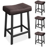 Garvee Barhocker 4er-Set, 61 cm Tresenhocker mit PU-Kunstleder-Sitz & Rückenlehne, Metallrahmen, Braun, gepolstert