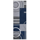 Garvee Teppich Läufer 60x230cm Waschbar Rutschfest Modern Geometrisch Marineblau Für Flur Küche Wohnzimmer Schlafzimmer - Dunkelblau