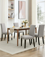 Garvee Esszimmerstühle 4er-Set, gepolstert mit Stoffbezug, Rückenlehne, Holzbeine, Grau - Grau