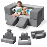 Garvee Kinder-Spielsofa 6-teilig in Dunkelgrau, modular mit Mikrofaserbezug, hochdichtem Schaumstoff und waschbarem Bezug - Dunkelgrau