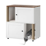 Garvee Katzenklo Schrank für 2 Katzen, 80 × 50 × 88 cm, Zweistöckiger Katzentoilettenschrank mit 2 Türen, Sisal-Kratzstämmen und Kratzmatten, Katzenmöbel mit Stauraum - Weiß