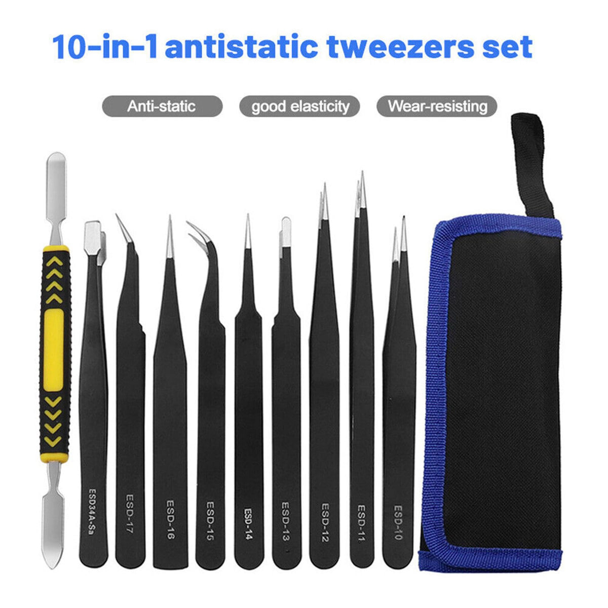 10-teiliges Präzisions Pinzetten Set ESD