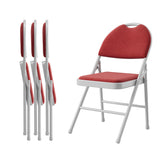 Garvee Esszimmerstühle 4er-Set, klappbar, gepolstert, stapelbar, PU-Kunstleder & Metall, Rot - Rot