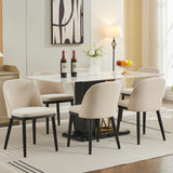 Garvee Esszimmerstühle 6er-Set, moderne Polsterstühle mit Stoff, gebogener Rückenlehne & Holzbeinen, Beige, gepolstert - Beige
