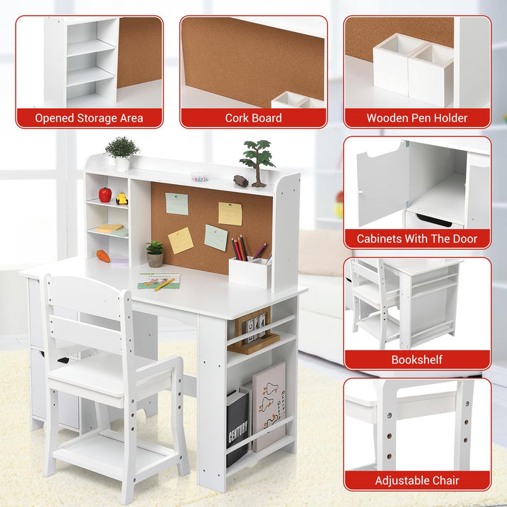 Detailansicht der Funktionen: Regal, Korkboard, Stiftehalter