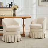 Garvee Upholstered Vanity Stool Chair Mid-Century Style Ergonomic Backrest Holzrahmen Atmungsaktiv Wohnzimmer Schlafzimmer Büro Pastellfarben - 2Pcs-Beige