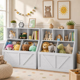 Garvee Kinderregal mit Spielzeugaufbewahrung, Bücherregal für Kinder mit offenen Ablagefächern und Aufbewahrungsboxen, Spielzeugregal mit Kippsicherung für Kinderzimmer und Spielzimmer - Weiß