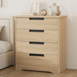 Garvee 4-Schubladen-Kommode Holz Mit Eingebauten Griffen Für Schlafzimmer Und Wohnzimmer, Robust, Modern, Vielseitig, Naturholzfarben - Natürlich