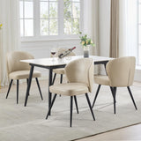 Garvee Esszimmerstühle 4er-Set, moderne Polsterstühle mit Kunstleder, ergonomischer Rückenlehne & Stahlbeinen, Beige, gepolstert - Beige