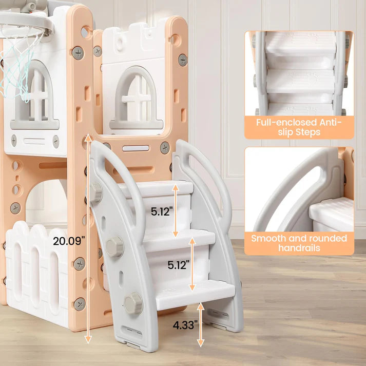 Garvee 8-in-1 Kinder Rutsche – Klettern, Basketballkorb, Tunnel, Stauraum, Modernes Design, 1–3 Jahre