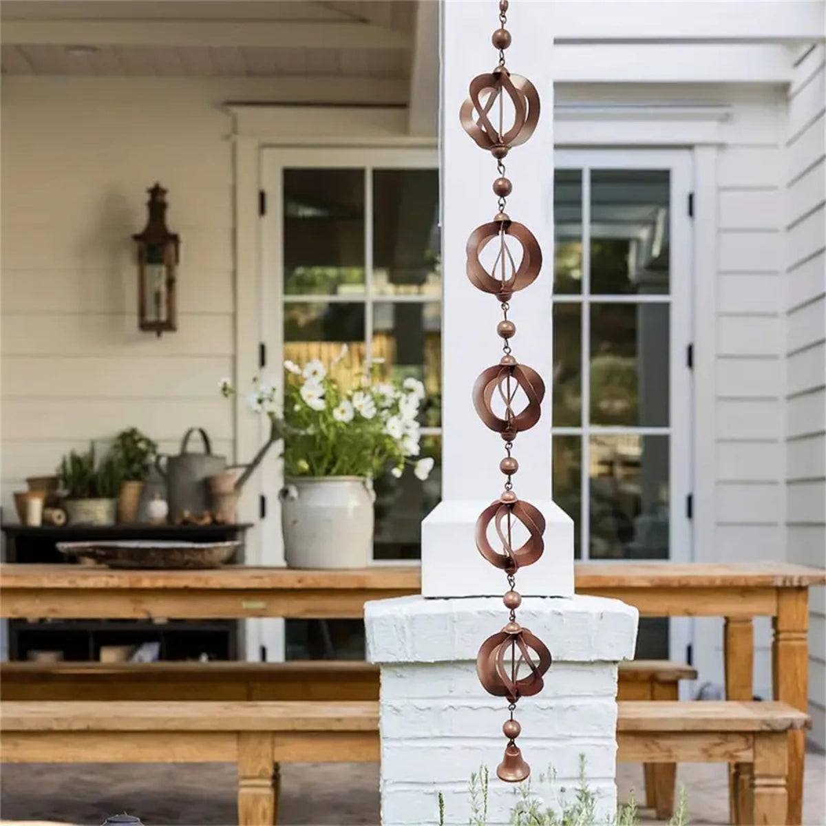 Garvee braune Vintage Regenkette 108 cm für Dachrinne und Garten