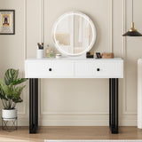 Garvee Schminktisch Mit Spiegel Und 3-Farb-LED-Licht, Verstellbare Helligkeit, 2 Schubladen, Weiße MDF-Oberfläche, Modernes Design, Schlafzimmer - gelb
