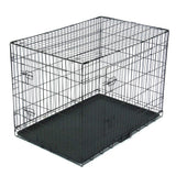Garvee Faltbare Hundebox aus Metall mit 2 Türen, herausnehmbarer Trennwand, ABS-Bodenwanne, Tragegriff und Schieberiegel, für Zuhause und unterwegs