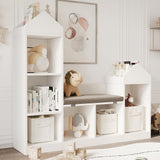 GARVEE Kinder-Bücherregal, 6 Ebenen, 107,5 × 121,3 × 30 cm, Holz, modernes Design, Weiß – für Wohnzimmer & Schlafzimmer - Weiß