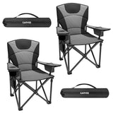Garvee Campingstuhl mit 64 cm Sitzbreite, 2 Stück, klappbar, Getränkehalter, Schwarz - Schwarz