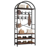 Garvee Flurgarderobe 3-in-1 mit Schuhregal, 16 Haken & Ablage, 80 × 30 × 180 cm, Doppelbogen-Design, Vintage - Vintage