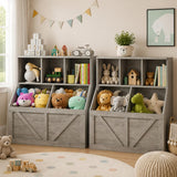 Garvee Kinderregal mit Spielzeugaufbewahrung, Kinder Bücherregal aus MDF mit offenen Fächern, Spielzeugboxen und Kippsicherung, Aufbewahrungsregal für Kinderzimmer - Grau