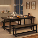 Garvee Ausziehbarer Esstisch 160 cm für 4–6 Personen, MDF & Metall, erweiterbare Tischfläche, Schwarz - Schwarz