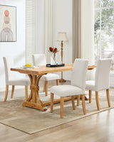 Garvee Esszimmerstühle 4er-Set, moderne Polsterstühle mit Stoff, gebogener Rückenlehne & Holzbeinen, Beige, gepolstert - Beige