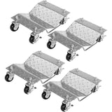 Garvee Rangierhilfe PKW 4er-Set, Robuste Radroller aus Manganstahl mit 360° Lenkrollen und 2722 kg Tragkraft, Fahrzeug Rangierroller für Garage, Werkstatt und Kfz-Service, Silber - Silber