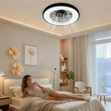 Garvee Deckenventilator Mit LED Licht, Ringdesign, Geräuschlos, Acryl, Für Schlaf & Wohnzimmer, Schwarz - Schwarz