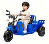 Garvee Kinder Elektro-Dreirad Tuk-Tuk 12 V mit 2 × 55 W, Anhänger, Schaufel, Fernbedienung, Sicherheitsgurt, LED und USB, für Kinder 3–8 Jahre - Blau