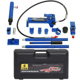 Garvee 4 t Hydraulik-Richtsatz, 15-teilig mit Handpumpe, 1,4 m Hydraulikschlauch, Spreizer, Verlängerungen und HDPE-Kunststoffkoffer, Blau - Blau