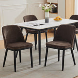 Garvee Esszimmerstühle 2er-Set, gepolstert mit Leinen, ergonomische Rückenlehne, Modern, Braun - Braun