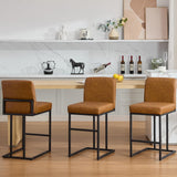 Garvee Barhocker 24 Zoll 3er Set PU-Leder Mit Rückenlehne Für Kücheninsel Barhöhe Modernes Design Schwarz