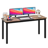 Garvee Schreibtisch 160 × 60 × 75 cm, großer Computertisch mit MDF-Arbeitsplatte, 5 cm Metallbeinen und 158 kg Tragkraft für Homeoffice, Büro und Gaming - Braun & Schwarz