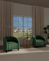 Garvee Set De 2 Sillones Barrel Verde Retro Con Respaldo En U, Asiento Acolchado, Tapizado En Terciopelo Para Sala Y Recepción - Grün
