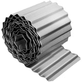 GARVEE Rasenkante aus Metall 20 cm x 6,1 m, Flexible Beetumrandung aus verzinktem Stahl in Rostfarbe, Wellblech Gartenkante für Rasen, Blumenbeete & Landschaftsgestaltung, Silber - Silber