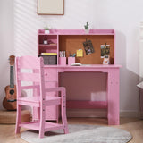 GARVEE Kinder Schreibtisch-Set mit Staufach, Regal, Magnettafel und Schublade, Lernschreibtisch für Kinder von 3–8 Jahren, Ideal zum Lernen, Lesen und Malen, Rosa - Rosa