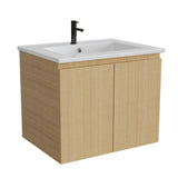 Garvee Badezimmer-Waschtisch Doppel-Tür 60cm Keramikbecken E1 MDF Eiche Wandmontiert Modern